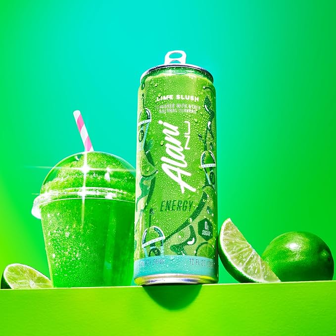 New Alani Energy Drinks Lime Slush Orange Kiss Watermelon Wave Variety Pack 0 Suger Low-Calorie Energy Boost Drinks 12 fl oz (Pack Of 6)