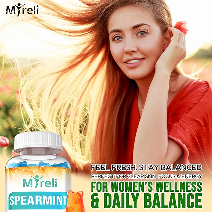 Spearmint Leaf Extract 1000 mg Gummies - Herbal Mentha Spicata Chews with High Strength Botanical Extract for Daily Balance Digestive Comfort Breath Support and Focus 60 Vegan Chewables