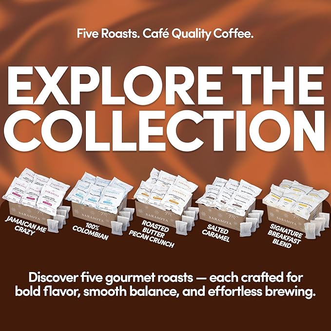 Ground Flavored Coffee In Filter Packs | Medium Roast Low Acid Mold Free Pouches | Sampler Packets | Salted Caramel Gourmet Powder Bags for 10-12 Cup Drip Maker | Highest Rated Individual Premeasured