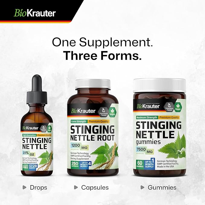 BIO KRAUTER® Stinging Nettle for Seasonal Support - Stinging Nettle Root Tincture (Urtica Dioica) 680 mg for Urinary Tract Support &amp Daily Wellness - 2 Fl.Oz. 28 Days of Supply Sugar &amp Alcoh