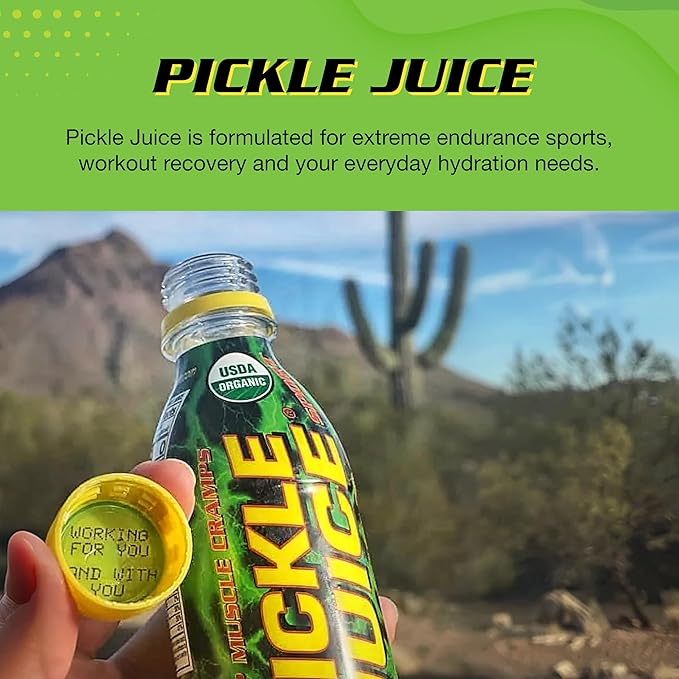 Pickle Juice Sports Drink - Relieves Cramps Immediately - Electrolyte Pickle Juice for Day &amp Night Time Leg Cramp Relief - Organic &amp No Artificial Ingredients - 8.6 oz 12 Pack