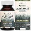 MycoMax Lions Mane Supplement - 70% Beta Glucans Max Potency Organic Lion’s Mane Extract US Grown + Ultrasonic Extraction - 500 mg serving - Supports Mental Clarity Focus and Memory - 60 Capsules