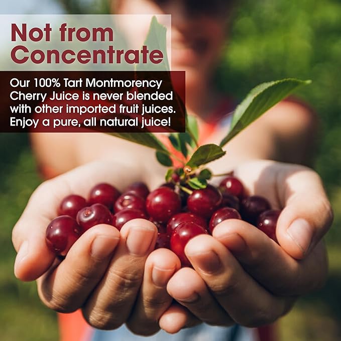 Cherry Bay Orchards Tart Cherry Juice 32 oz Bottle 2 pack - 100% Natural Cherry Juice Not From Concentrate - All natural ingredients gluten free non GMO Kosher certified no preservatives no adde
