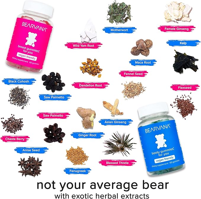 BEARVANA Top &amp Peach Support Combo Pack Multivitamin Gummies for Women | Includes Herbal Extracts &amp Essential Vitamins | Berry Flavor | 2-Pack (120 Gummies)