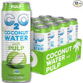 C2O - Coconut Water with Pulp (12 Pack) - Made with Fresh Coconut Water - Plant Based - Non GMO - Canned Water - Natural Hydration Essential Electrolytes &amp Potassium - 12 Cans 17.5 FL OZ