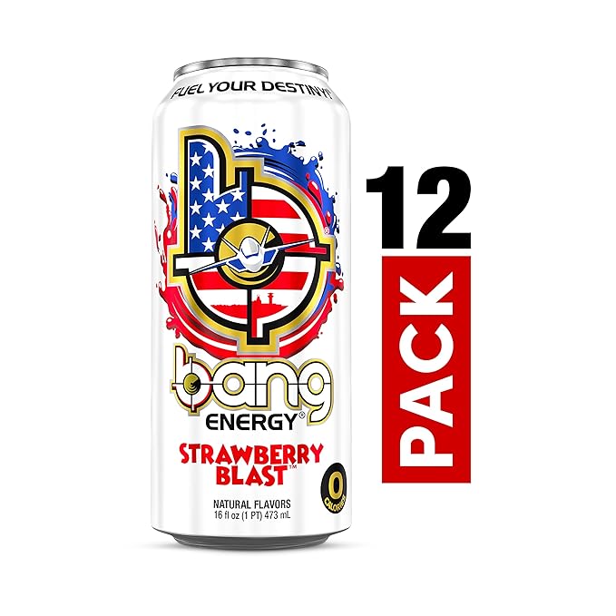 Bang Energy Strawberry Blast Sugar-Free Energy Drink 16 Ounce (Pack of 24)