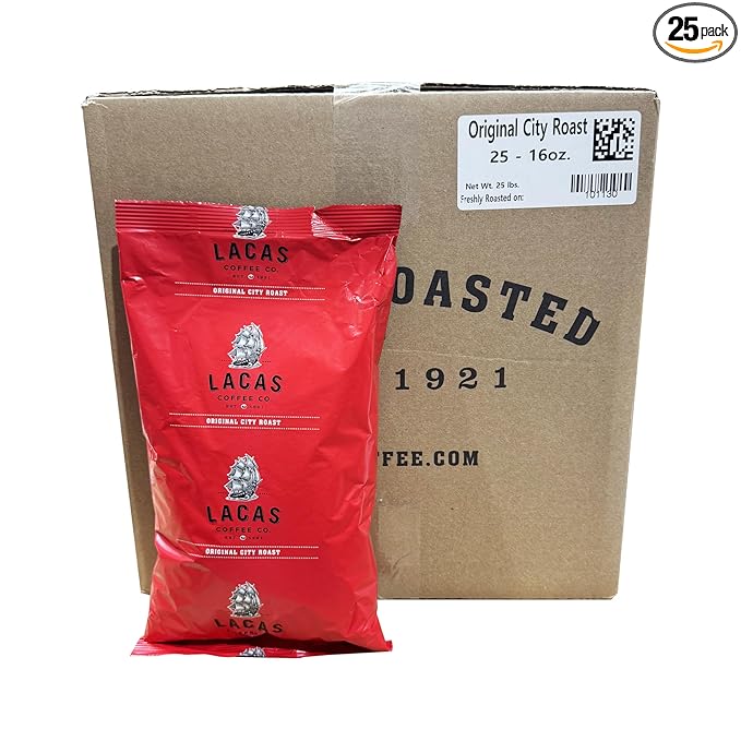 Lacas Original City Roast Ground Coffee 25/16 oz Bags – Premium Gourmet Blend with Sweet Full-Bodied Finish – Bulk Coffee for Cafés and Restaurants