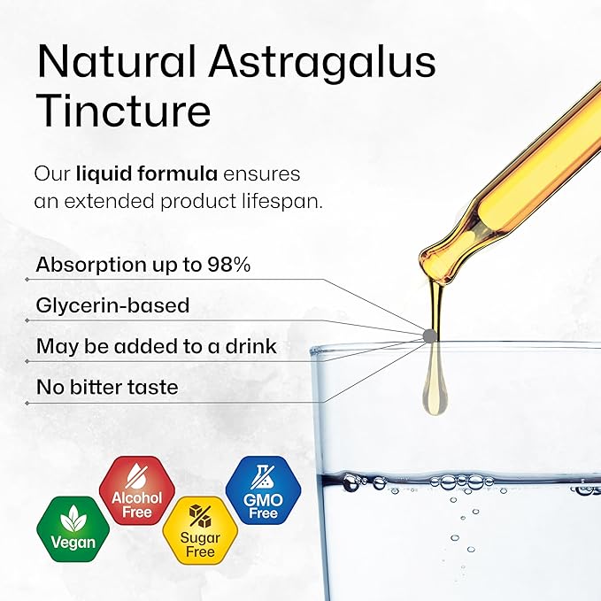 BIO KRAUTER® Astragalus for Immune Support - Vegan Astragalus Root Herbal Supplements 685 mg for Daily Wellness - Liquid Extract 4 Fl.Oz. 56 Days of Supply Alcohol &amp Sugar Free