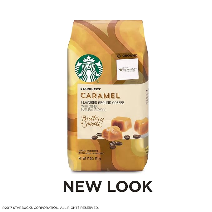 Starbucks Caramel Flavored Medium Roast Ground Coffee 11-Ounce Bag