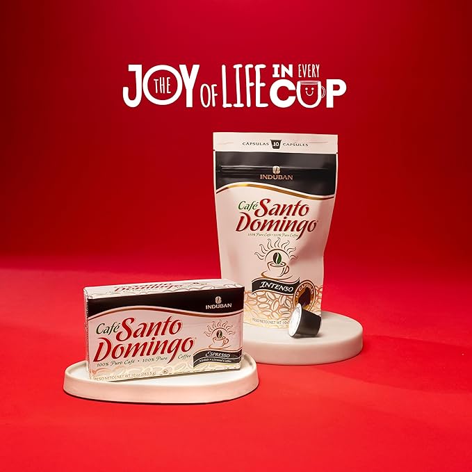 Café Santo Domingo Espresso 10 oz Vacuum Bag Ground Coffee Dark Roast - Product from the Dominican Republic (Pack of 4)