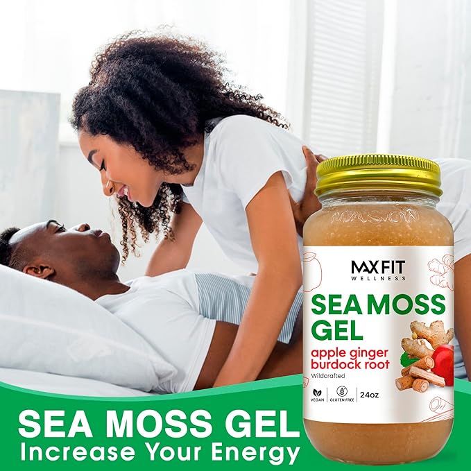 Sea Moss Gel Apple Ginger Burdock (25 Flavors) 24oz Wildсrafted Gold Sea Moss Gel from Saint Lucia | 92 Vitamins and Minerals | Pure Raw+Non-GMO
