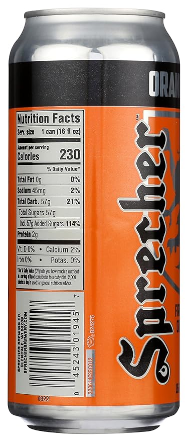 Sprecher Orange Dream Soda Kosher Gluten Free 16 Fluid Ounce (Pack of 12)