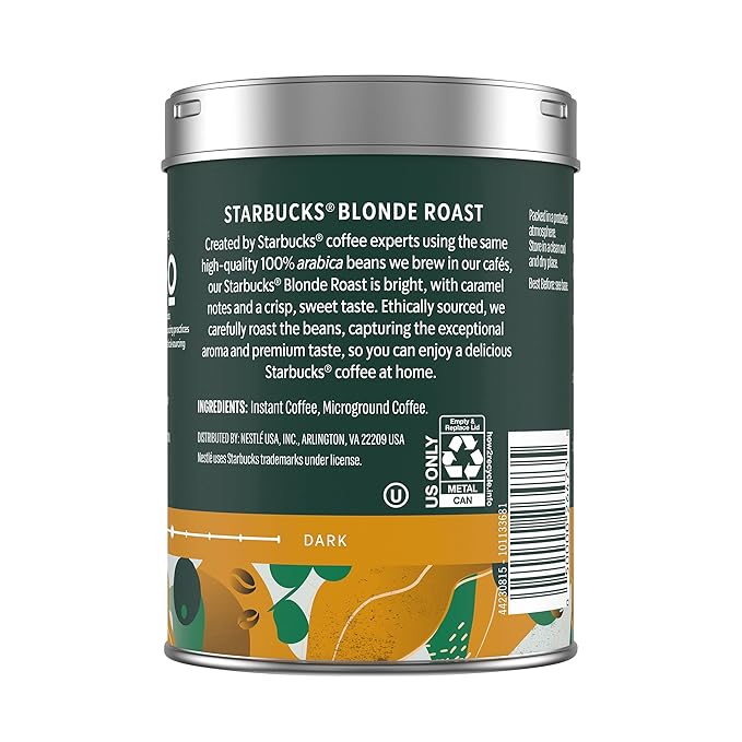 Starbucks Premium Instant Coffee Starbucks Blonde Roast Coffee Arabica Beans Three 3.17 oz Tins
