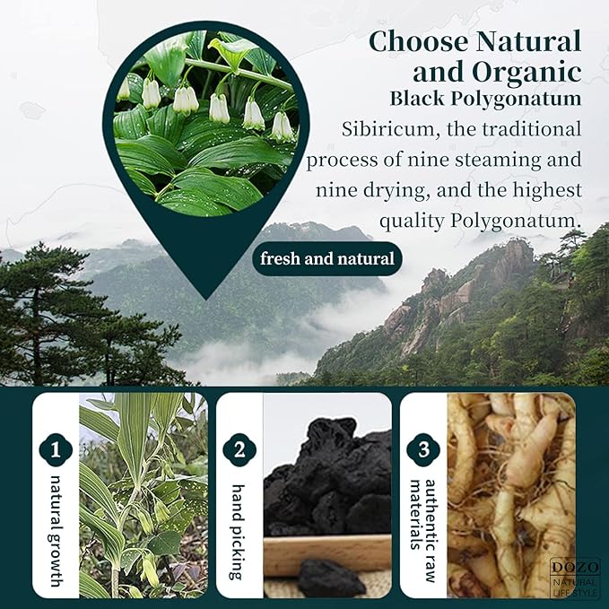 DOZO Rhizoma Polygonati Premium Wild Polygonatum Sibiricum 10.5oz/300g Huang Jing Chinese Traditional Herbs Nourishing Tea No-sulphur 特级黄精 九蒸九晒制黄精 滋补茶
