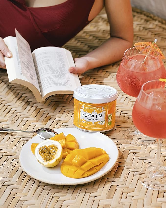 Kusmi Tea - AquaRosa + AquaExotica - Organic Blend of Hibiscus and Fruits - Caffeine Free Herbal Tea - Enjoy Hot or Iced - Loose Leaf Tea - 2 Tin Boxes of 3.5 oz