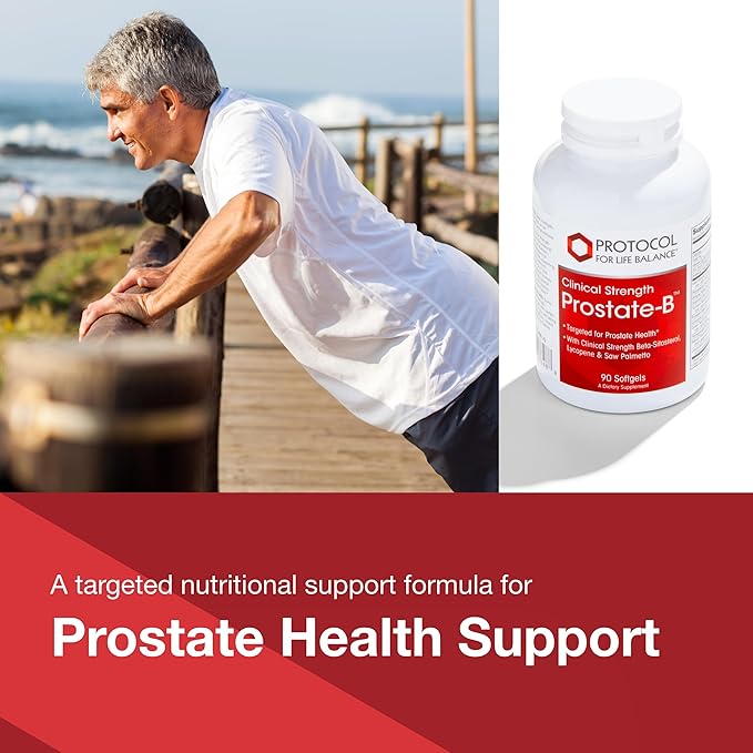 PROTOCOL FOR LIFE BALANCE Prostate-B Clinical Strength - Prostate Health Supplement for Men - with Beta Sitosterol Lycopene &amp Saw Palmetto - Halal &amp Dairy Free - 90 Softgels
