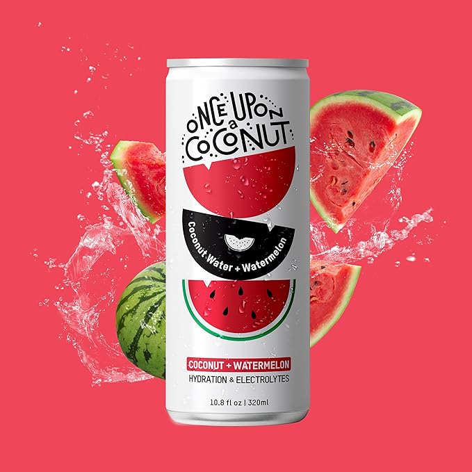 Once Upon a Coconut Premium Watermelon Coconut Water - Low Calorie All-Natural Drink with Electrolytes - Non-GMO - Gluten-Free - 10.8 Fl Oz (Pack of 12)
