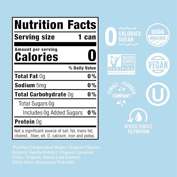 Nixie Organic Zero Sugar Soda Cream Soda &amp Root Beer 0 Sugar 0 Calories Healthy Soda Pop Non-GMO 12oz Cans (24 Pack)
