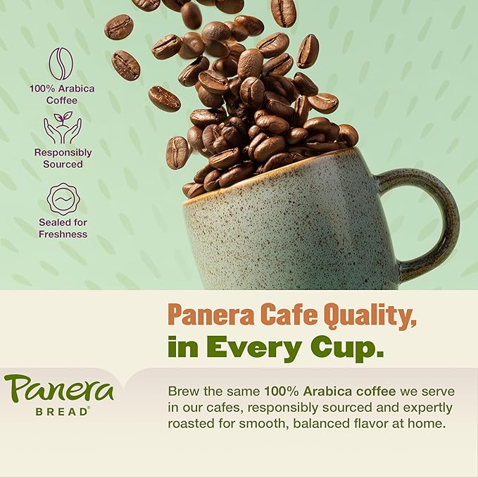Panera Bread Light Roast Coffee Pods 100% Arabica Coffee Keurig Compatible Cups Breakfast Blend Single Serve Pods Smooth &amp Balanced Kosher Certified 96 Single Serve Pods (4 Packs of 24)