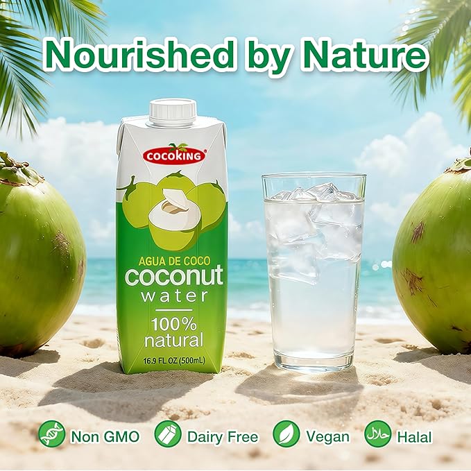 CocoKing Thai Coconut Water – Pure Nam Hom Coconuts – Natural Electrolyte Drink – No Added Sugar Not from Concentrate 16.9 Fl Oz (Pack of 12)
