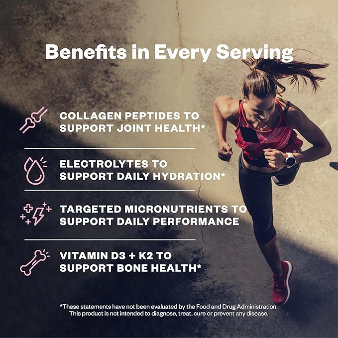 Foundation Collagen + Hydration Powder Daily Joint Support with Electrolytes Wild Cherry 10g Collagen Peptides 30 Servings