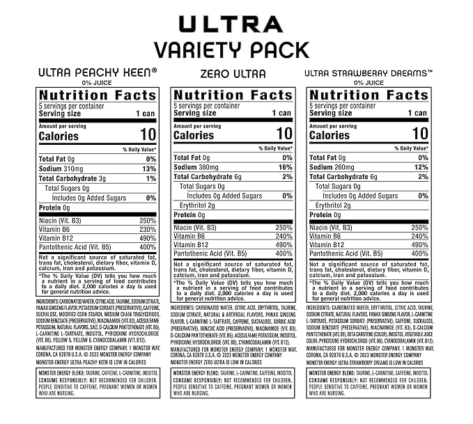 Monster Energy Ultra Variety Pack PKZSD Sugar Free Energy Drink 16 Ounce | Pack of 15