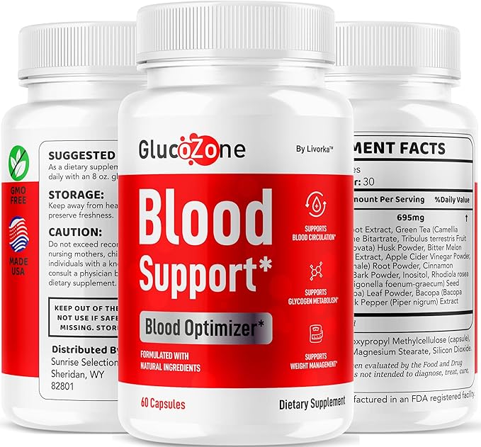 (2 Pack) GlucoZone Blood Support - GlucoZone Capsules Support Optimizer Supplement All Natural Advanced Formula Pills Premium Vitamins for Health &amp Wellness 120 Capsules for 2 Months