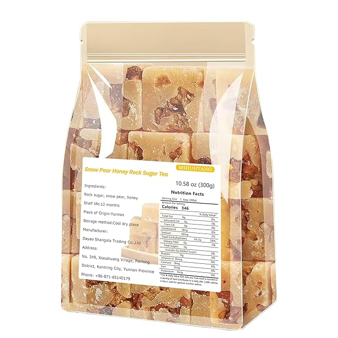 Snow Pear Rock Sugar Tea 10.58 oz/300g Sweet Pear Honey Rock Candy Yellow Lump Rock Sugar
