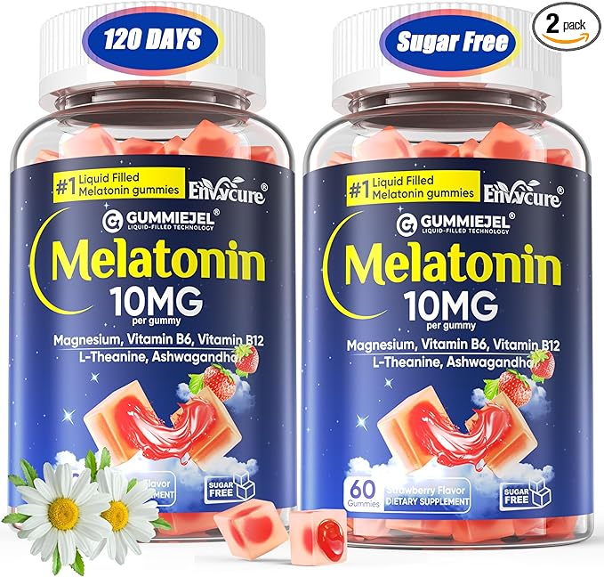 Melatonin Gummies 10mg 20mg with Magnesium for Adults | Drug Free | Sugar Free | L-Theanine Ashwagandha B6 B12 Lemon Balm &amp Chamomile Supports Deep Relaxation Sleep Aid 120 Cts