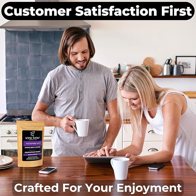 Moonbean - 2-Pack - Freshly Roasted After Your Order – Specialty Grade Low Acid Single Origin Medium to Dark Roast Whole Bean Coffee No Bitterness Ethically Sourced – Pack of 2 (12 Ounces Each)