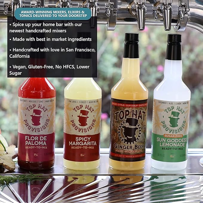 Top Hat Passion Fruit Margarita Drink Mix (Pasión Margarita) - Handcrafted with Passion Fruit Organic Agave Nectar &amp Organic Lime Juice - Low Calorie - 2 Pack of 32oz Bottles