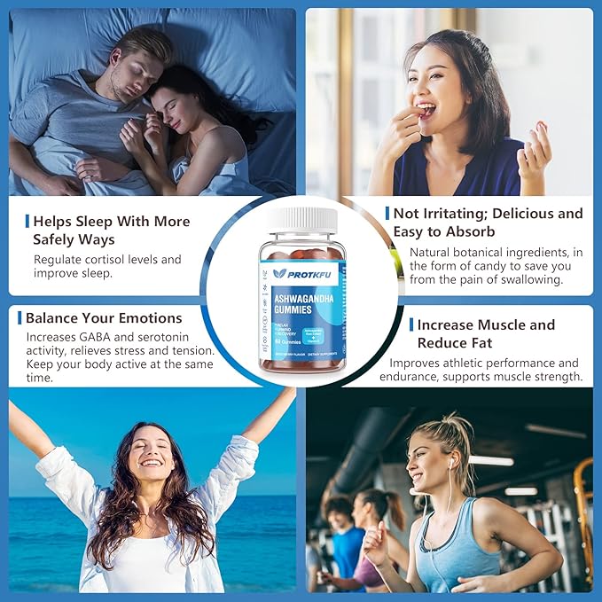 2 Pack Ashwagandha Gummies &amp Vitamin D3 Gummies Organic Aswangdha Supplement for Improve Sleep Stress Relief &amp Mood Calm (Non-GMO Gluten-Free &amp Sugar Free)