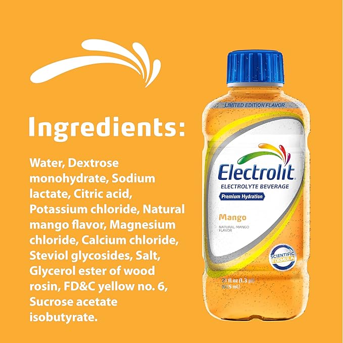 Electrolit Electrolyte Beverage Mango 21 Fl Oz bottle (Pack of 12)