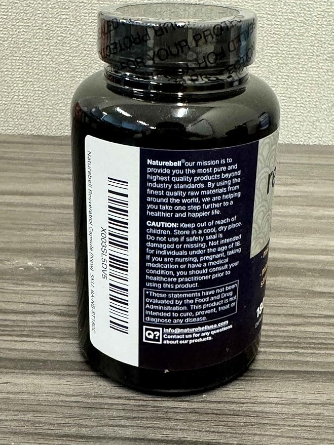 NatureBell Resveratrol - 180 Vegetarian Capsules - 1000mg Polygonum Cuspidatum Extract - Antioxidant Support - Heart Brain &amp Immune Wellness*