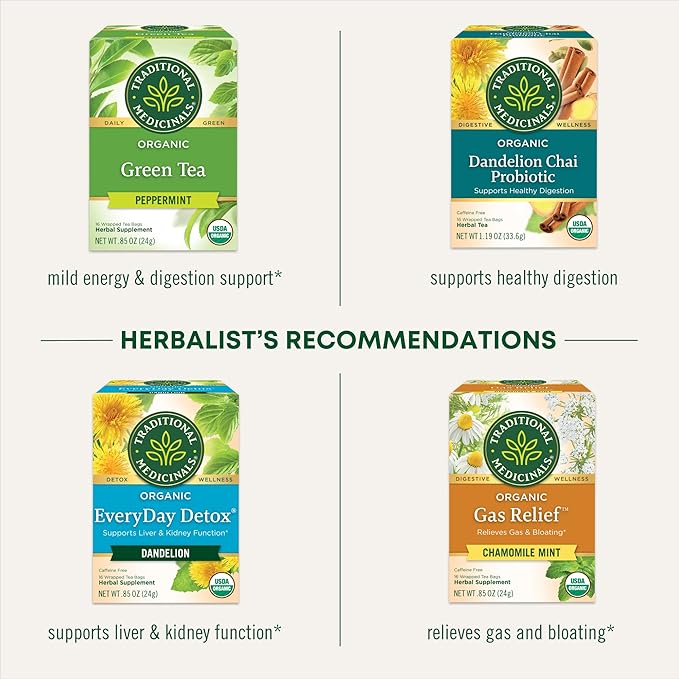 Traditional Medicinals Tea Organic Peppermint Soothes Your Belly Refreshing &amp Minty 96 Tea Bags (6 Pack)