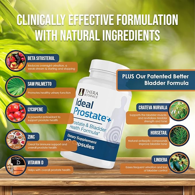 Advanced Men's Prostate Support by Ideal Prostate Plus with Saw Palmetto Lycopene and More for Natural Relief (Pack of 2)
