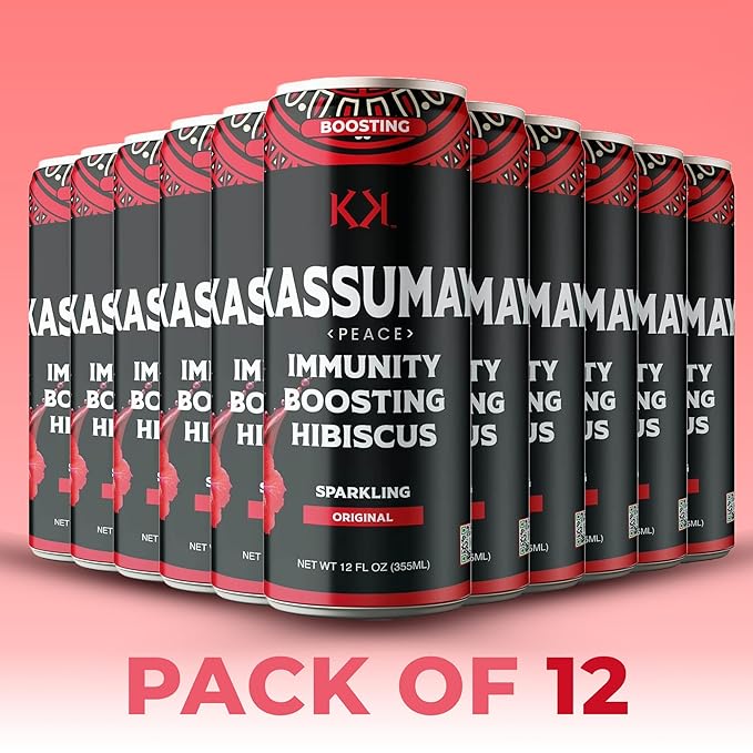 Kassumay Original Sparkling Hibiscus Drink – Premium Plant-Based Wellness Beverage | Immunity Boosting | Antioxidant-Rich | Low Sugar | No Added Sugar| 12 Pack – 12 fl oz Cans