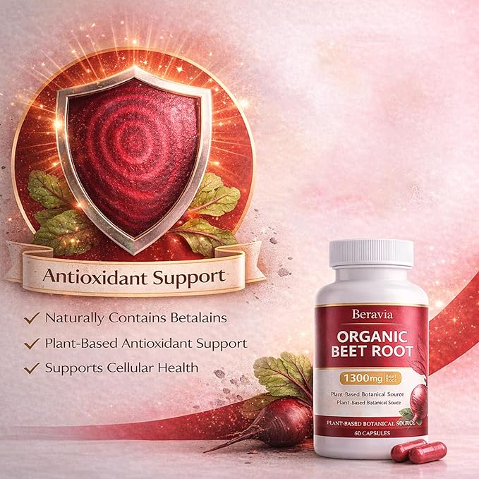 Organic Beet Root Capsules – 1300 mg Beetroot per Serving Supports Circulation &amp Daily Energy for Active Lifestyles Plant-Based Antioxidant Formula 60 Capsules (2)