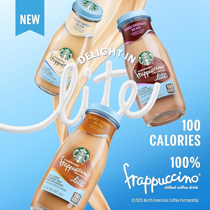 Starbucks Frappuccino Lite Creamy Vanilla Gelato 9.5 Fl Oz Bottles (Pack of 12)