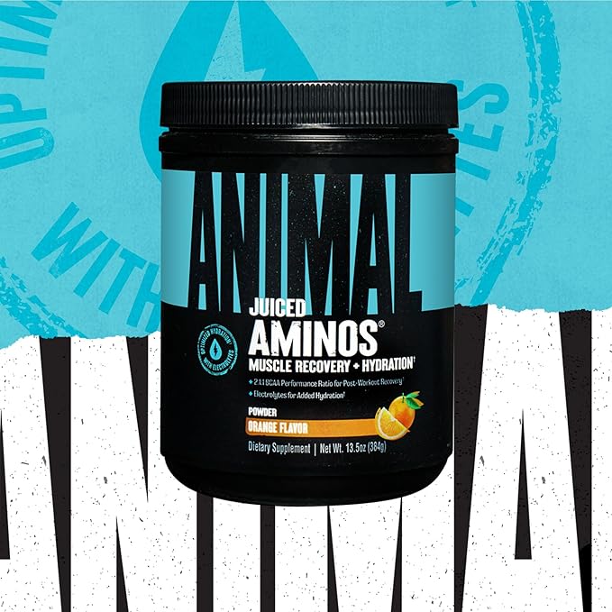 Animal Juiced Amino Acids - BCAA Powder EAA Matrix Plus Hydration with Electrolytes and Sea Salt Anytime Recovery and Improved Performance Orange Flavor 30 Servings (Pack of 2)