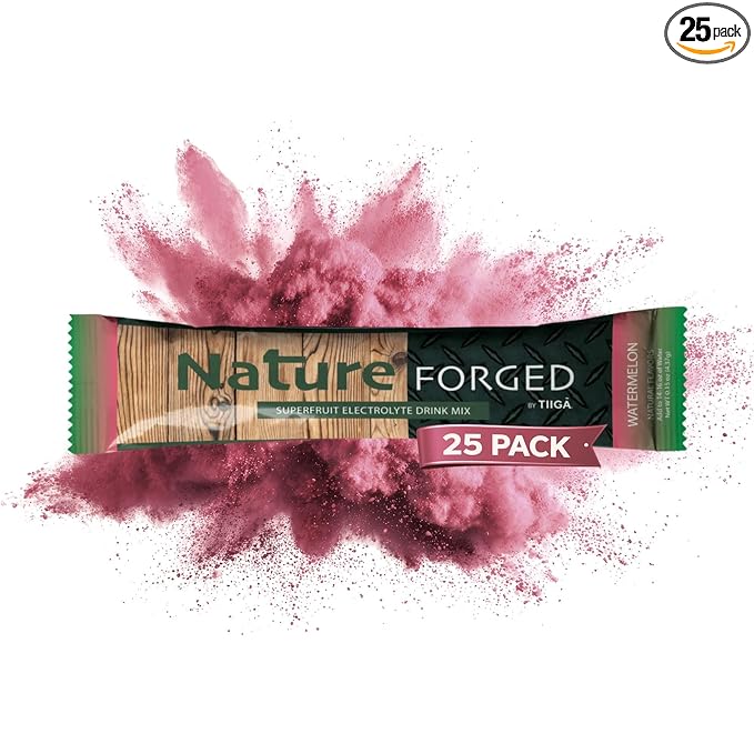 Tiiga Nature Forged Zero Sugar Electrolyte Drink Mix - Watermelon Hydration Powder Superfruit Electrolytes Sugar Free Sports Drink 25 Stick Packs