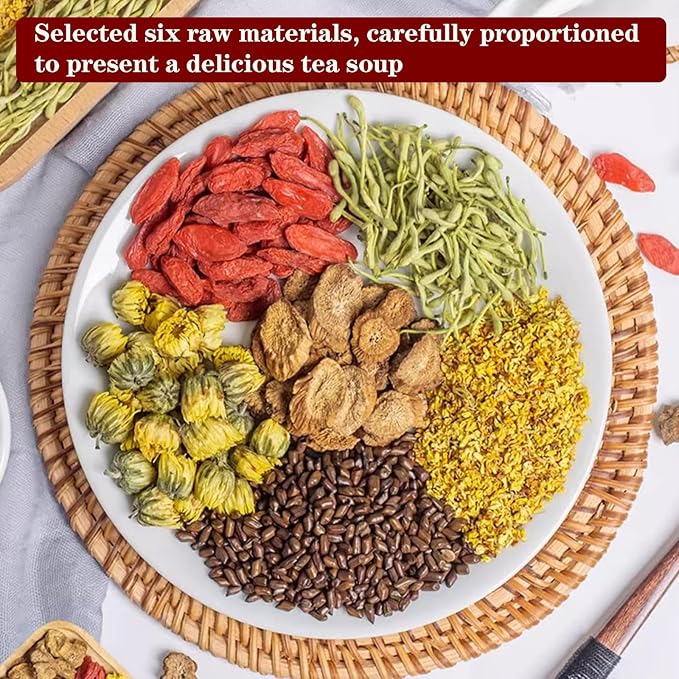 Chrysanthemum Cassia Seed Tea Bags 300g Combination of Herbal Tea Chrysanthemum Cassia seed Burdock Root Goji berry Honeysuckle Osmanthus Chinese Herbal Tea 菊花决明子茶 菊花 决明子 枸杞子 金银花 桂花 牛蒡根