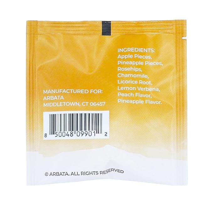 Arbata Serenity Peach Tea 24 Pyramid Tea Bags – Artisanal Decaf Herbal Tea with Peach Apple Chamomile &amp Lemon Verbena Caffeine-Free Herbal Tea Sachets