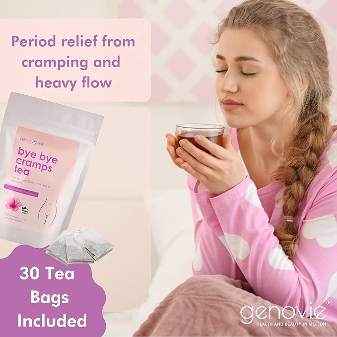 Bye Bye Cramps Tea Apple Cider &amp Hibiscus 30 Tea Bags – Organic Menstrual Relief Herbal Tea