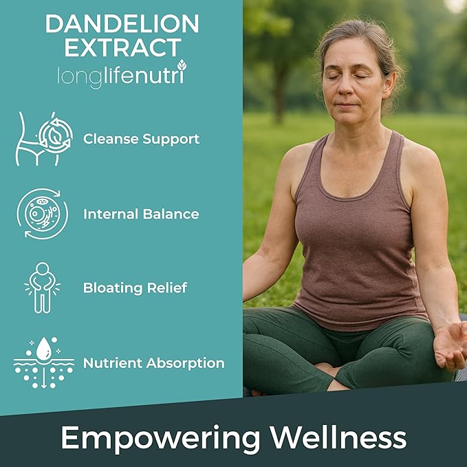 Dandelion Root Extract Liquid Drops - Sourced from Taraxacum Officinale 4 Fl Oz Organic Supplement for Natural Digestion &amp General Wellness Sugar-Free No Alcohol GMP Certified