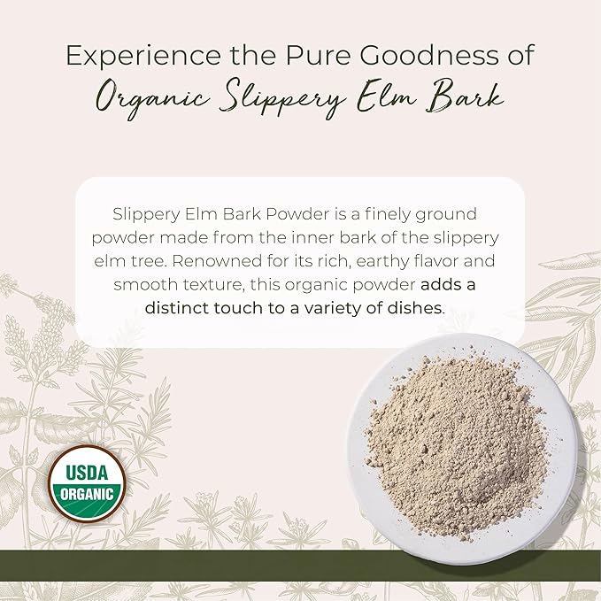 Starwest Botanicals Organic Slippery Elm Bark Powder - Traditional Herb for Tea &amp Recipes Enjoy with Milk &amp Sweetener Certified Kosher Non-GMO - Bulk 1 lb Bag