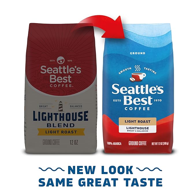 Seattle’s Best Coffee Light Roast Ground Coffee Lighthouse 100% Arabica 6 Bags (12 oz Each)
