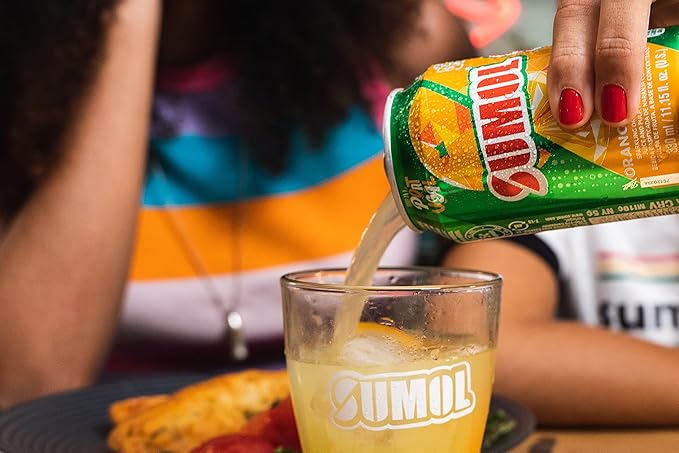 Sumol Orange Sparkling Juice Beverage Real Fruit Pulp Imported from Portugal 11.15 oz Cans (Pack of 24)