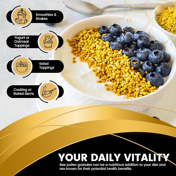 Organic Bee Pollen Granules 2 Lbs - Bee Pollen Supplement Super Food Packed with Proteins Vitamins &amp Minerals Gluten-Free - Immune Support Energy Boost and Digestive Wellness USA Made 2 Packs