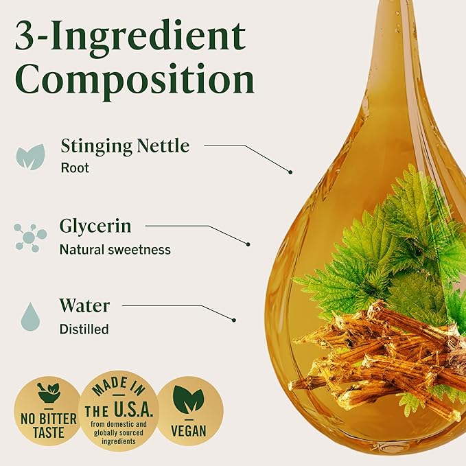 HERBAMAMA Stinging Nettle Tincture - Vegan Urinary Tract Support with Stinging Nettle Root Extract - Non-GMO Alcohol &amp Sugar-Free Urtica Dioica Supplement - 84-Day Supply